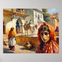 Vintage Indian Village Scene