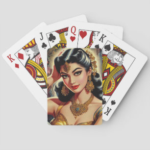 Vintage Indian Woman Illustration Playing Cards