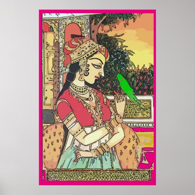 Vintage Indian Woman, Mughal Art Poster (Front)