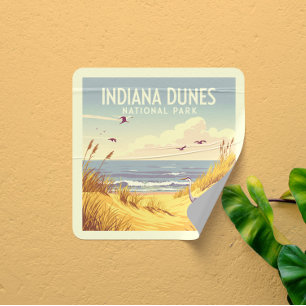 Vintage Indiana Dunes National Park  Square Sticker