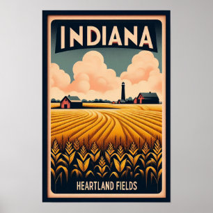 Vintage Indiana Farm Landscape Poster