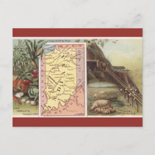 Vintage Indiana Map Postcard