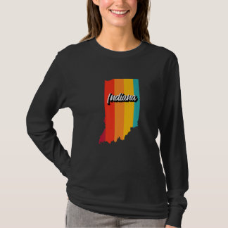Vintage Indiana Retro 70s Stripes Indiana Us State T-Shirt