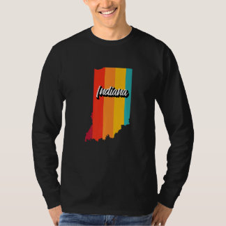 Vintage Indiana Retro 70s Stripes Indiana Us State T-Shirt