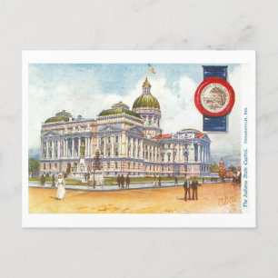 Vintage Indiana Statehouse/Capitol with Seal Postcard