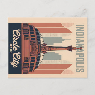 Vintage Indianapolis Indiana Retro Cityscape Art Holiday Postcard