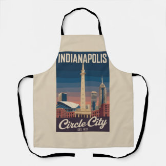 Vintage Indianapolis Indiana Retro Cityscape Trave Apron