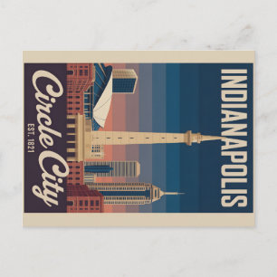 Vintage Indianapolis Indiana Retro Cityscape Trave Postcard