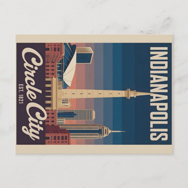 Vintage Indianapolis Indiana Retro Cityscape Trave Postcard (Front)