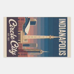 Vintage Indianapolis Indiana Retro Cityscape Trave Rectangular Sticker