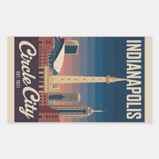 Vintage Indianapolis Indiana Retro Cityscape Trave Rectangular Sticker