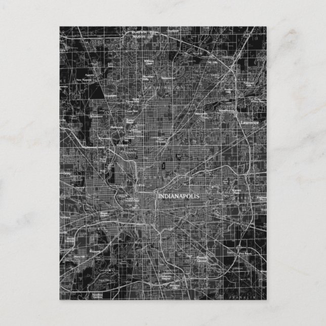 Vintage Indianapolis Map Postcard (Front)