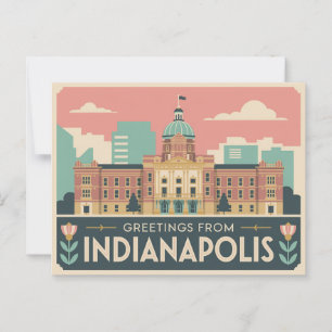 Vintage Indianapolis Postcard   Greetings from