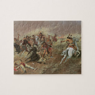 Vintage Indians, For Supremacy by CM Russell Jigsaw Puzzle