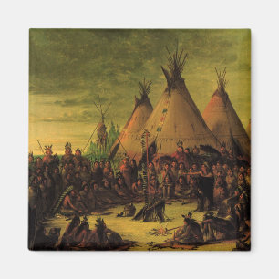 Vintage Indians, Sioux War Council by Catlin Magnet