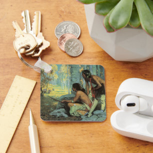 Vintage Indians, Taos Turkey Hunters by Couse Key Ring