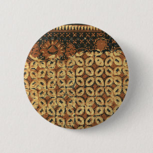 Vintage Indonesian Batik Kawung Pattern Rustic 6 Cm Round Badge