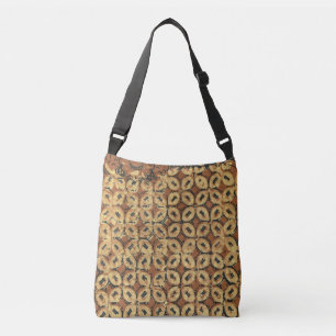 Vintage Indonesian Batik Kawung Pattern Rustic Crossbody Bag