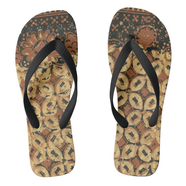 Vintage Indonesian Batik Kawung Pattern Rustic Jandals (Footbed)