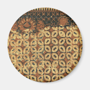 Vintage Indonesian Batik Kawung Pattern Rustic Magnet