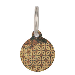 Vintage Indonesian Batik Kawung Pattern Rustic Pet Tag