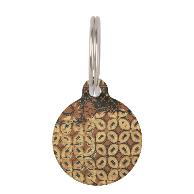 Vintage Indonesian Batik Kawung Pattern Rustic Pet Tag (Front)