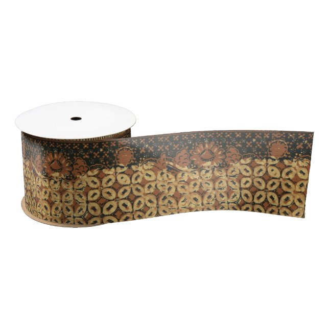 Vintage Indonesian Batik Kawung Pattern Rustic Satin Ribbon (Spool)