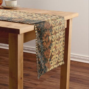 Vintage Indonesian Batik Kawung Pattern Rustic Short Table Runner