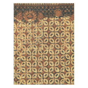 Vintage Indonesian Batik Kawung Pattern Rustic Tablecloth