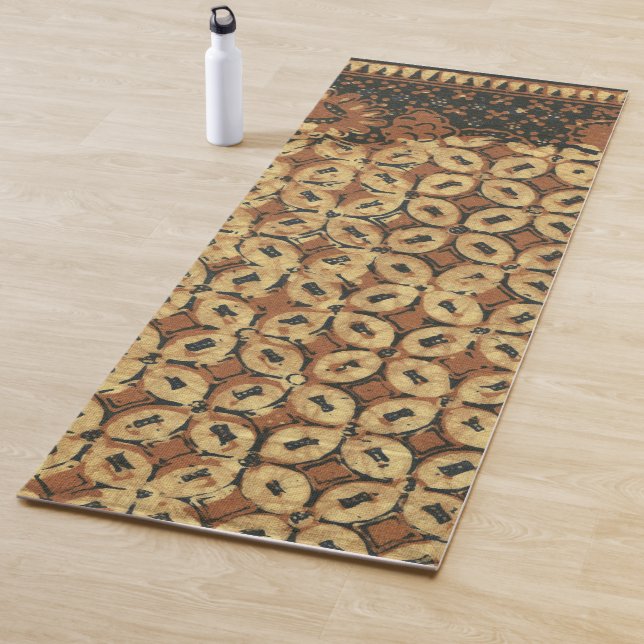Vintage Indonesian Batik Kawung Pattern Rustic Yoga Mat (In Situ)