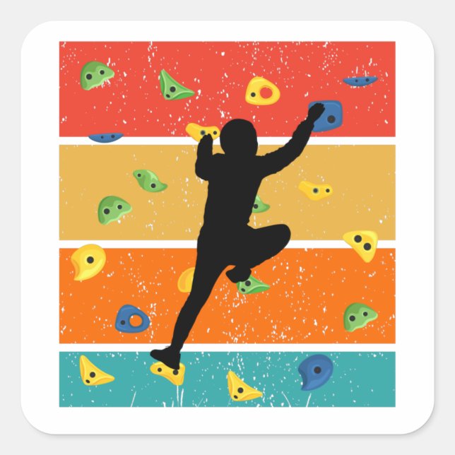 Vintage Indoor Rock Climbing Square Sticker (Front)
