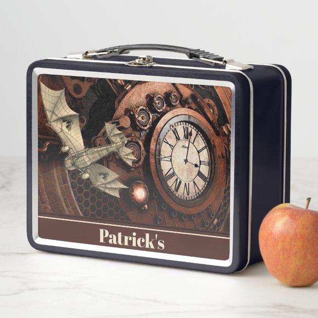 Vintage Industrial Monogrammed Metal Lunch Box (In Situ)