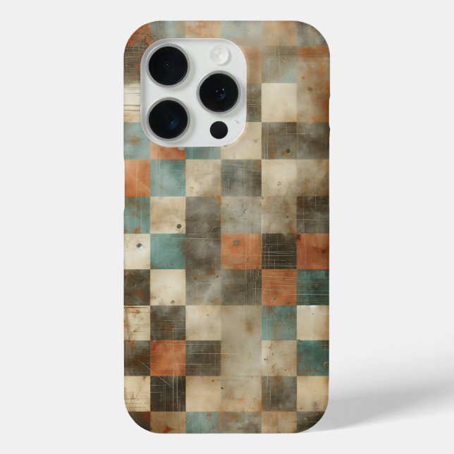 Vintage Industrial Rust Checkerboard Phone Case  (Back)