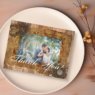 Vintage Industrial Steampunk Pic Thank You Wedding Postcard
