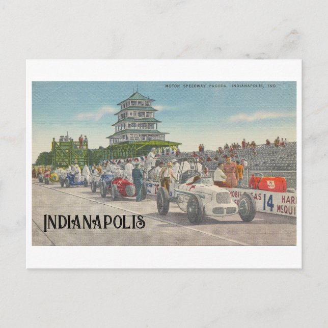 Vintage Indy 500 Speedway, Indianapolis Postcard (Front)