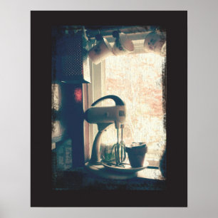 Vintage Ingredients Stand Mixer Antique Kitchen Poster