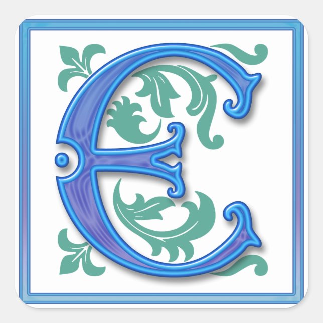 Vintage Initial E - Monogram E Square Sticker (Front)