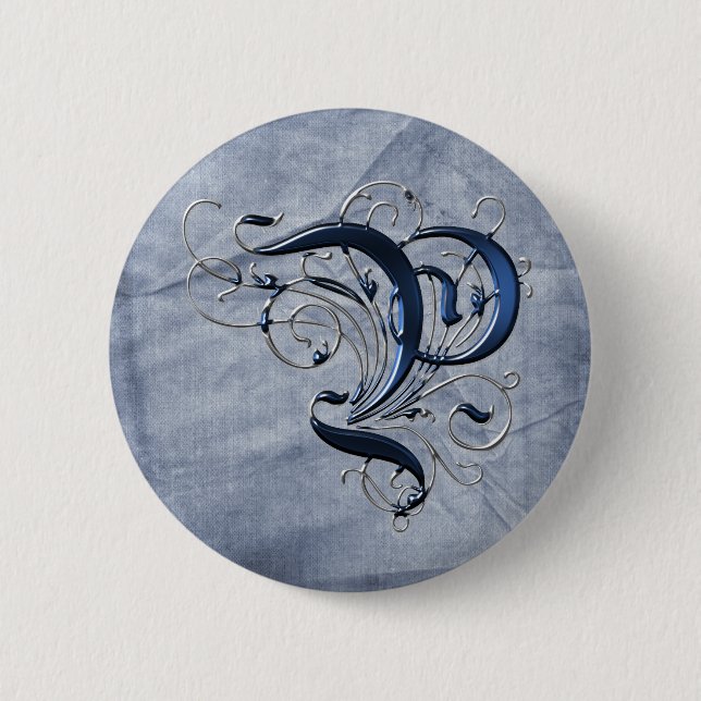 Vintage Initial P 6 Cm Round Badge (Front)