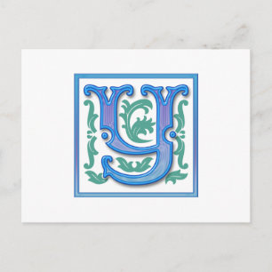Vintage Initial Y - Letter Y - Monogram Postcard