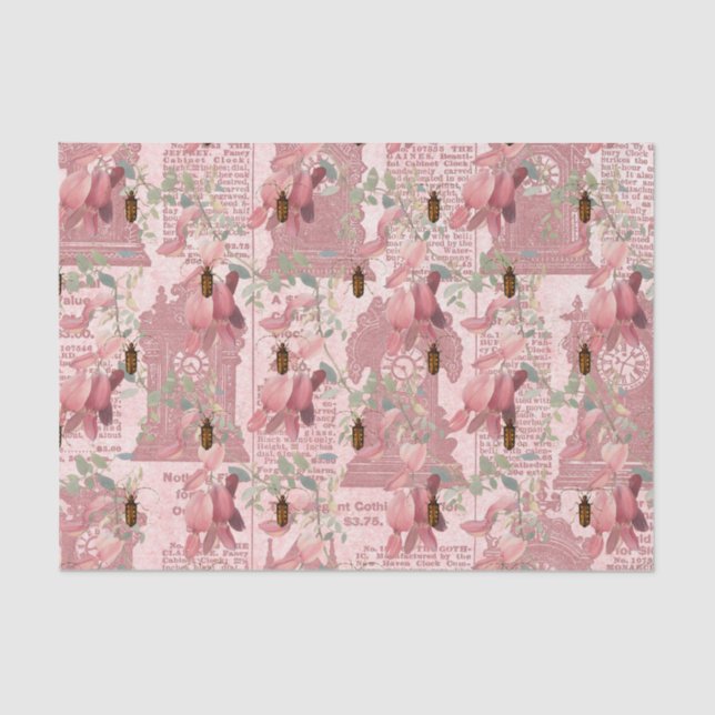 Vintage Insect and Newsprint Tissue Paper (Front)