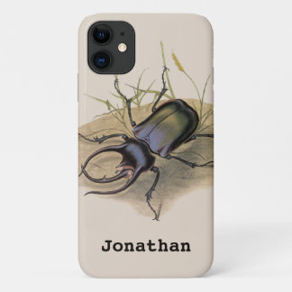 Vintage Insects and Bugs, Rhino Rhinoceros Beetle iPhone 11 Case