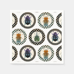 Vintage Insects Colourful Beetles Science Napkin