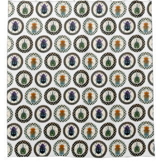 Vintage Insects Colourful Beetles Science Shower Curtain
