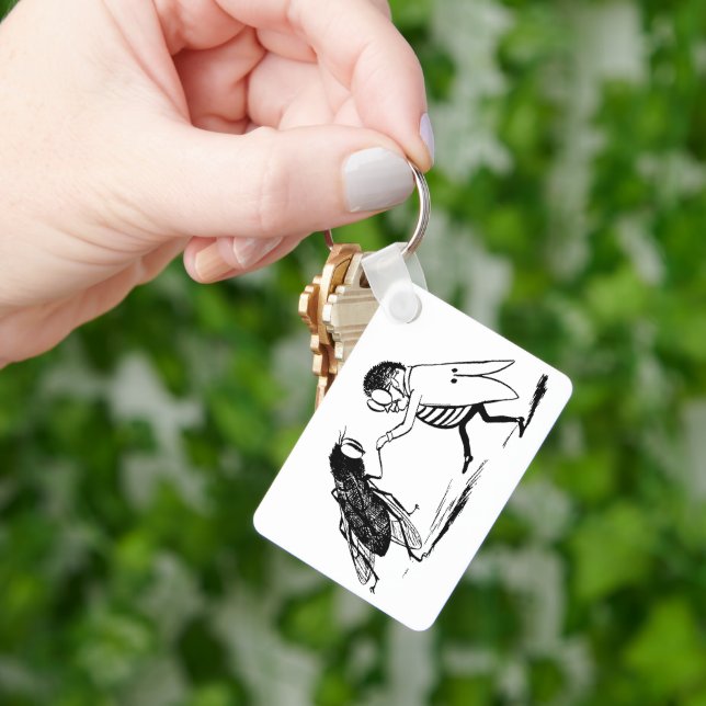 Vintage Insects Dancing; Bluebottle Fly Key Ring (Hand)