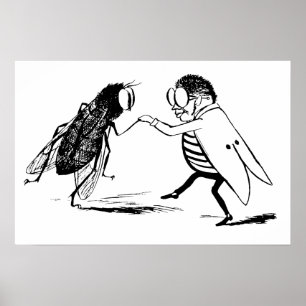 Vintage Insects Dancing; Bluebottle Fly Poster