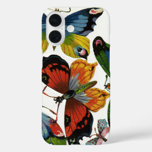 Vintage Insects or Bugs, Beautiful Butterflies iPhone 16 Case