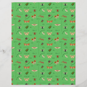 Vintage Insects Scrapbook Paper Sage Green