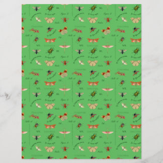 Vintage Insects Scrapbook Paper Sage Green