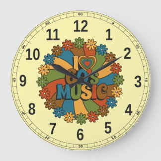 Vintage Inspired 60s Music for Retro Music Lovers Large Clock