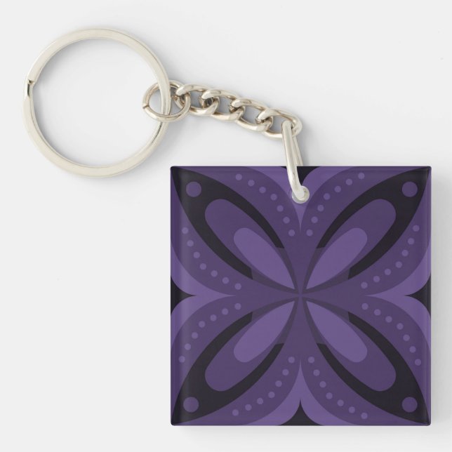 Vintage-Inspired Abstract Geometric Design Key Ring (Front)